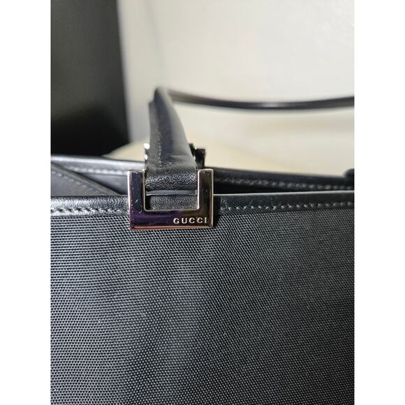 GUCCI Jackie Bardot Shoulder Bag Black Canvas Piston Lock VINTAGE - Picture 6 of 15